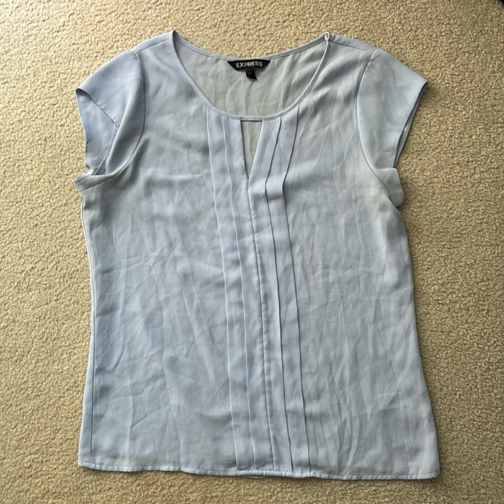Express Light Blue Short Sleeve Blouse - Size S
